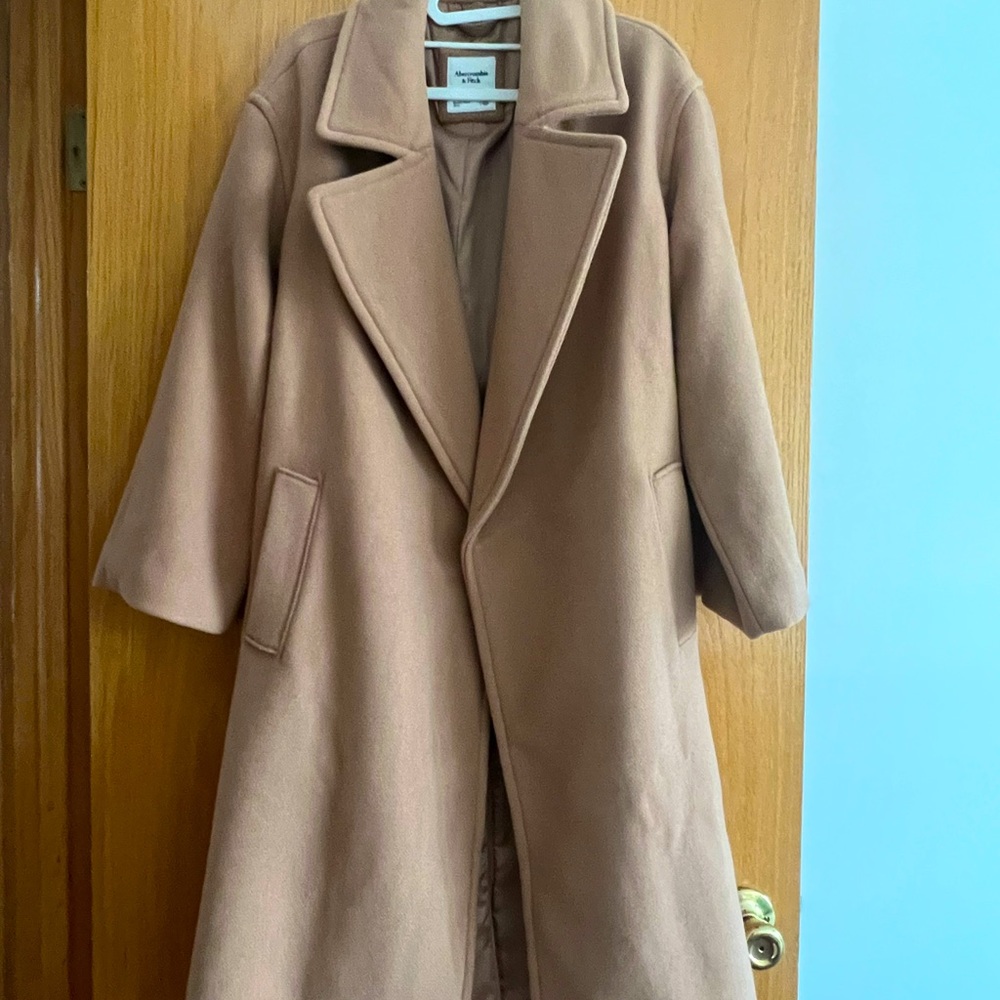 Wool-Blend Belted Blanket Coat - Camel